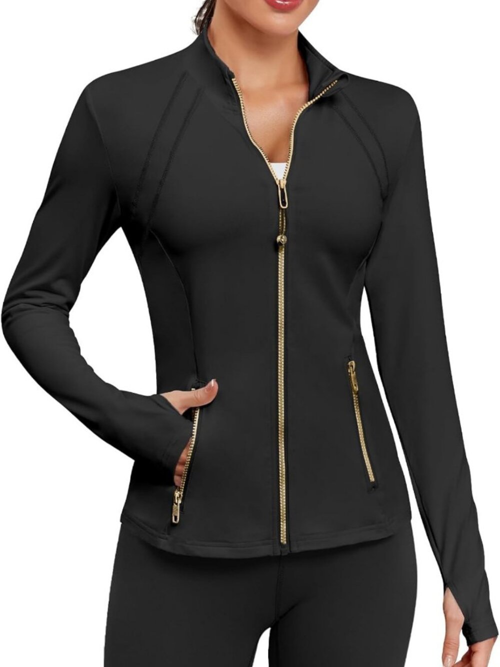 Fitted Women's Athletic Zip-Up Jacket for Workout, Running & Track Activities
